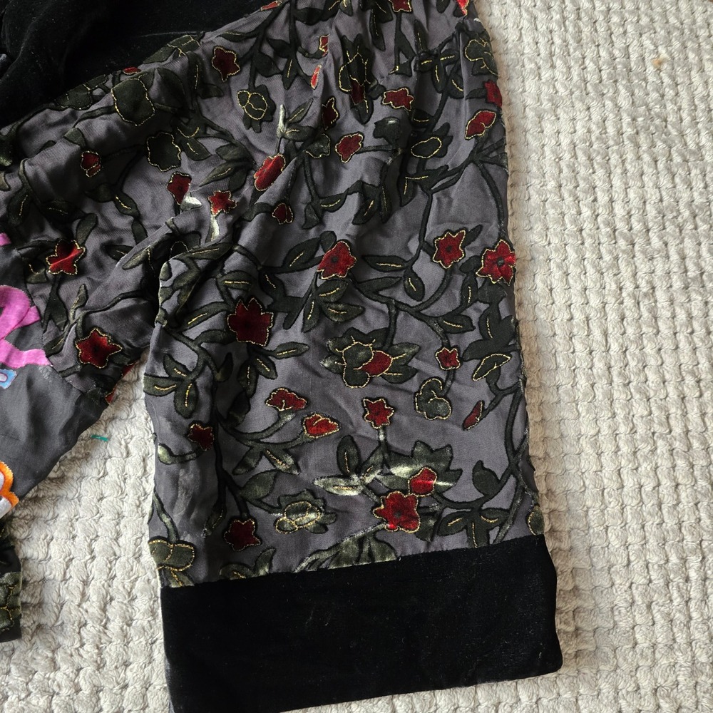 Aris A. Silk Blend Velvet Devore Kimono Cardigan Butterfly Floral 1XL Plus Size - Picture 8 of 10